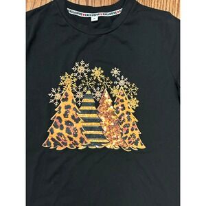 Christmas Tree Exclusive Women's Tee Size M Long Sleeves Black/Gold
